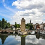 Vue des ponts couverts de Strasbourg à partir du Barrage Vauban