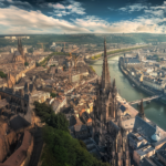 Vue aérienne de la ville de Rouen