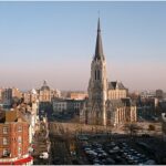Tourcoing Place de la République et église Saint Christophe. Vue aérienne